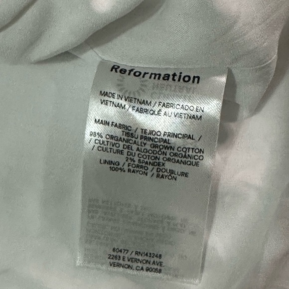 NEW Reformation Francisca Dress Cotton Sz 12 White - Picture 9 of 10